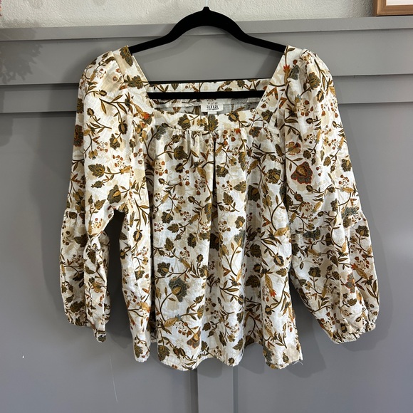 a.n.a Tops - A.N.A. Square Neck Fall Floral Peasant Blouse